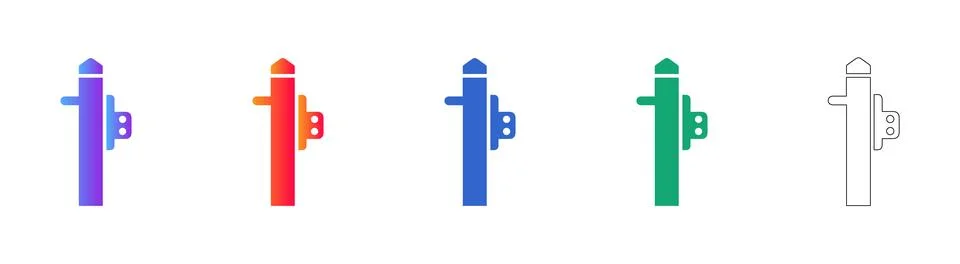 Set of Gradient Bollard Icons for Security Design Stock Illustration