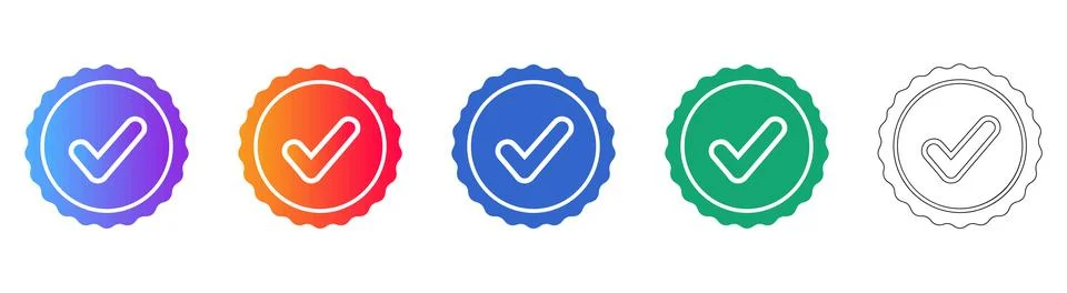 Set of Gradient Checkmark Seal Icons Stock Illustration