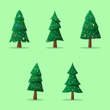 Set of Gradient Christmas Tree Illustration Stock Illustration