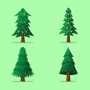Set of Gradient Christmas Tree Illustration Stock Illustration