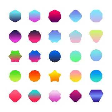 Set of gradient color badge shape. Bright trendy modern background for screens Stock Illustration