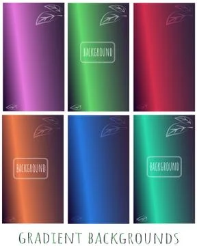 Set of Gradient color paper backgrounds with leaves -  for website,  presenta Stock Illustration