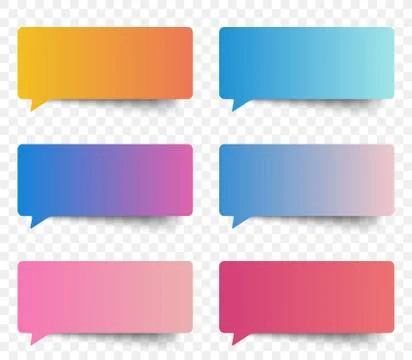 Set of gradient color speech and thought sticker messages, tags conversation Stock Illustration