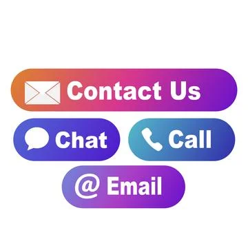 Set of gradient contact buttons chat, call, email interface icons. Vector i.. Stock Illustration