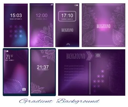 Set of Gradient dark violet backgrounds for screen, wallpaper of mobile, pres Stock Illustration