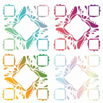 Set with gradient frames. Beautiful colors and shapes of frames. For text or Illustrazione stock