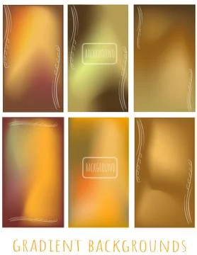 Set of Gradient gold and yellow mesh backgrounds  with plant for website, pre Stock Illustration