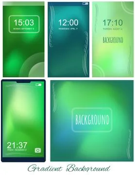 Set of Gradient green and blue mesh backgrounds for screen, presentation, wal Stock Illustration
