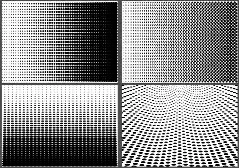 Set of Gradient Halftone Dotted Backgrounds Stock Illustration