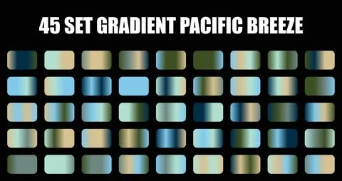 Set gradient pacific breeze featuring blue and green color palettes with soft Stock Illustration