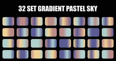 A set of gradient pastel sky color swatches with soft sunset and dawn hues for Stock Illustration