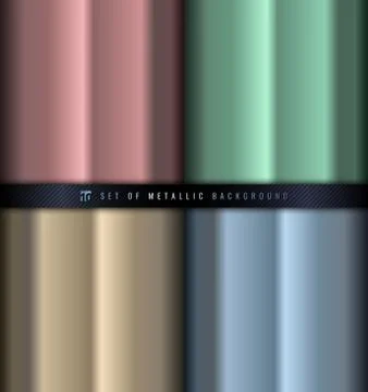 Set of gradient pink, green, blue and gold metallic background and texture Stock Illustration