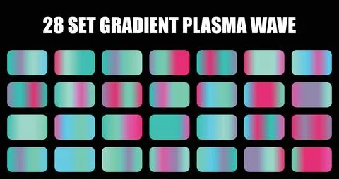 A set of gradient plasma wave vectors showcasing vibrant pink and turquoise Stock Illustration