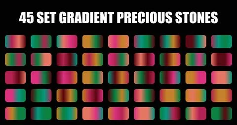 A set of gradient precious stones showcasing vibrant colors and smooth Stock Illustration