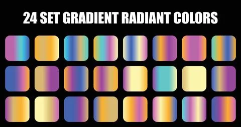 Set of gradient radiant colors collection featuring vibrant holographic Stock Illustration