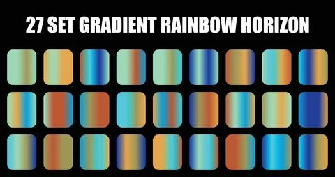 Set gradient rainbow horizon background featuring colorful metallic shades and Stock-Illustration
