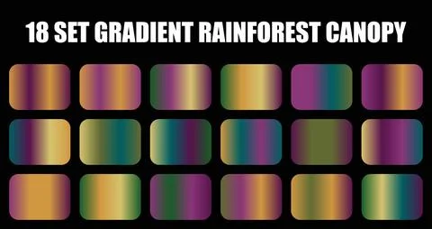Set of gradient rainforest canopy colors featuring vibrant purple and deep Stock Illustration
