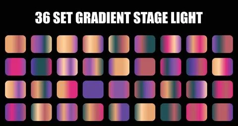 Set of gradient stage light color swatches featuring vibrant hues and soft Stock Illustration