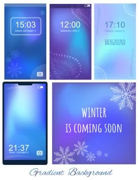 Set of Gradient ultra violet and blue mesh backgrounds with winter themes for Stock Illustration