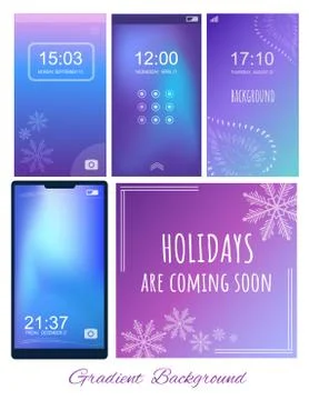 Set of Gradient ultra violet, purple and blue backgrounds with winter themes  스톡 일러스트