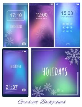 Set of Gradient ultra violet, purple and blue winter backgrounds for screen,  Stock Illustration
