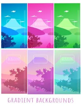Set of Gradient vector backgrounds - Spring with leaves  for website,  presen Stock Illustration