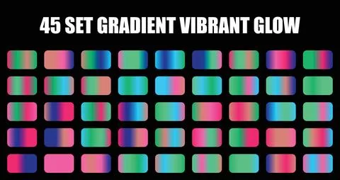 Set of gradient vibrant glow abstract backgrounds with colorful color palettes Stock Illustration