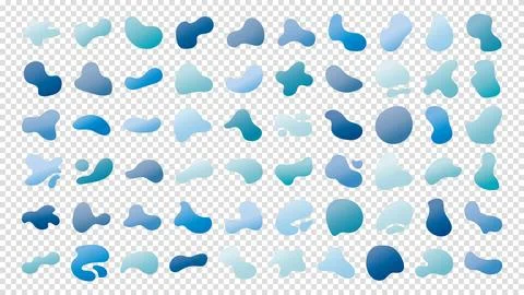 Set of gradient water blob shapes, round abstract elements. Simple water blot Illustrazione stock