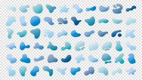 Set of gradient water blob shapes, round abstract elements. Simple water bl.. Stock Illustration
