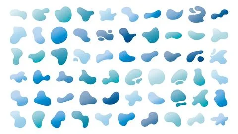 Set of gradient water blob shapes, round abstract elements. Simple water bl.. Stock Illustration