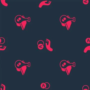 Set Graduation cap and Atom on seamless pattern. Vector Stock Illustration
