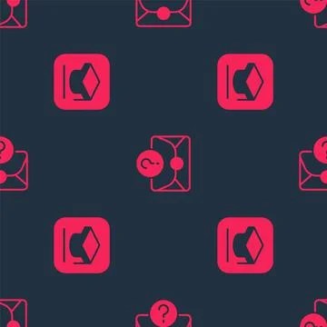 Set Graduation cap and Envelope with question mark on seamless pattern. Vector イラスト素材