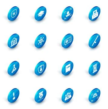 Set Graduation cap, Face recognition, The arrest warrant, Courthouse building Ilustración de archivo