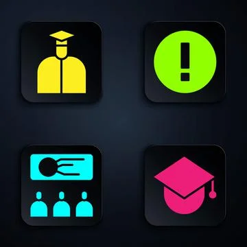 Set Graduation cap on globe, Student, Training, presentation and Information Stock Illustration