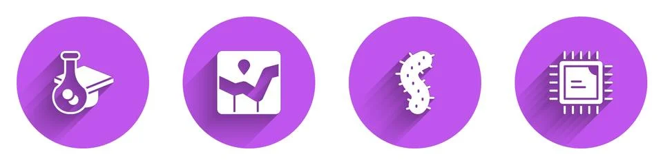 Set Graduation cap Graph chart infographic Virus and Processor CPU icon with  Stock Illustration