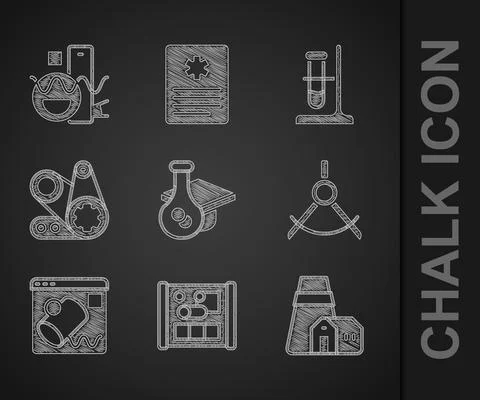 Set Graduation cap, Graphing paper for engineering, Power station plant, Drawing Stock Illustration
