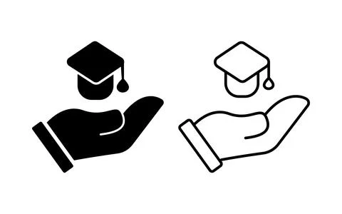 Set of Graduation Cap on human hand icon vector illustration Stock Illustration