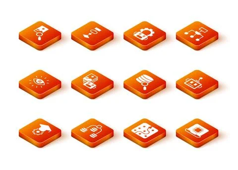 Set Graduation cap, Server, Data, Artificial intelligence AI, robot, Neural.. 스톡 일러스트