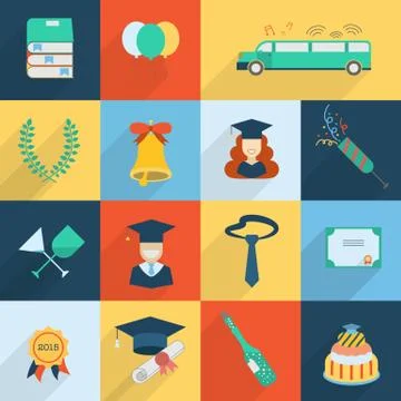 Set of Graduation Celebration Elements Stock Illustration