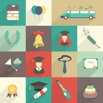 Set of Graduation Celebration Elements Stock Illustration