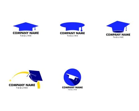 Set of Graduation hat vector logo, Education logo Stock Illustration
