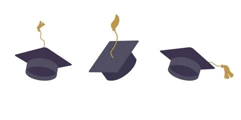 Set of graduation square hat. Education cap collection. Graduation cap isol.. Stock Illustration