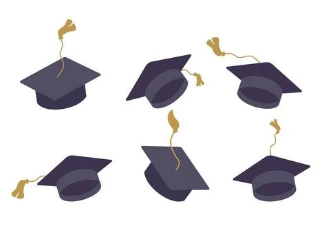 Set of graduation square hat. Education cap collection. Graduation cap isol.. Stock-Illustration
