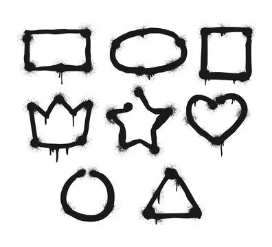 Set of Graffiti spray frames set collection. Stencil spray paint borders wi.. Stock Illustration