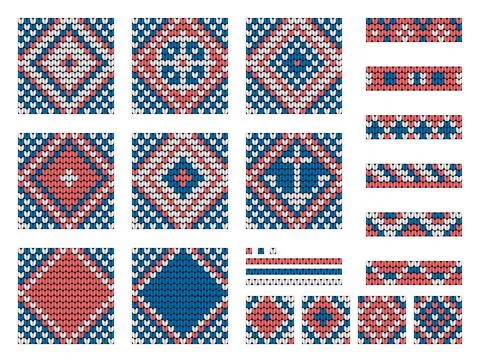 Set of Grandma marine knitting patterns Stock Illustration