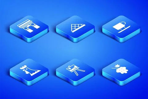 Set Grape fruit, Triumphal Arch, Easel or painting art boards, French rooster Stock Illustration