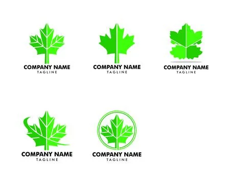 Set of A grape leaf is a logo design element Stock Illustration