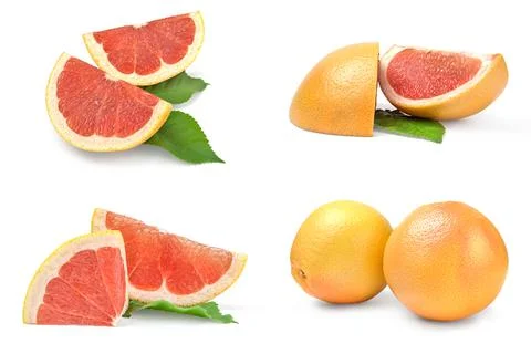 Set of grapefruit close-up isolated on white background Foto stock