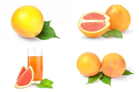 Set of grapefruit isolated on a white background with clipping path Foto stock