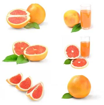 Set of grapefruit over a white background Stock Photos